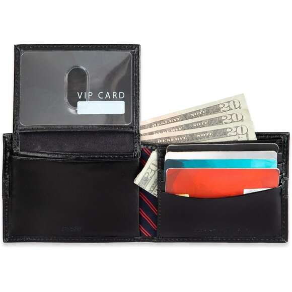 Men's Black Ranger Classic Bifold Wallet with ID Window and Multiple Card Slots - Picture 8 of 9